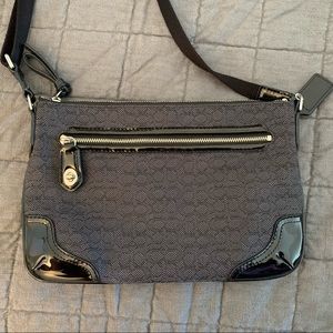 EUC! Coach Signature Print Fabric w/Patent Leather Accents Crossbody Bag